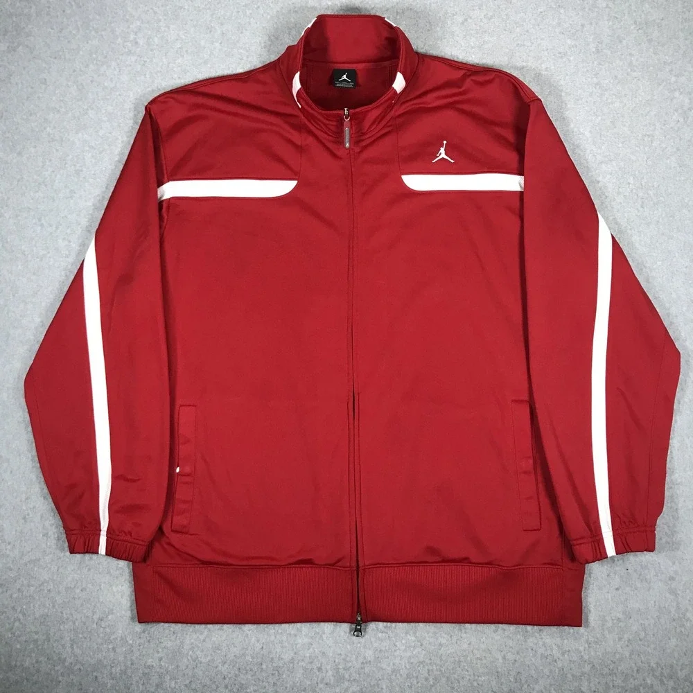 Jordan Jacket Mens XXL Red White Full Zip Jumpman Track Mock Neck